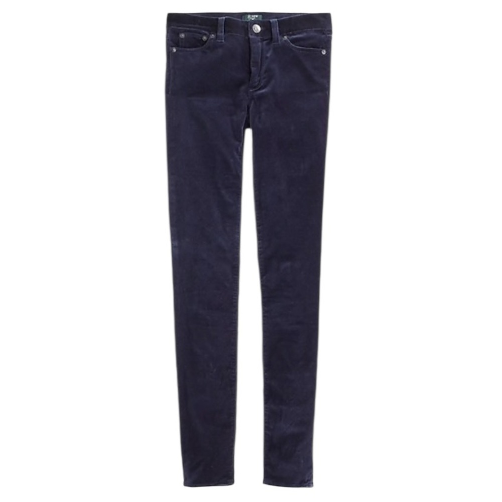 NWOT J. Crew Navy Velvet Skinny Jeans